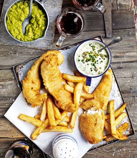 Beer-battered fish and triple-cooked chips