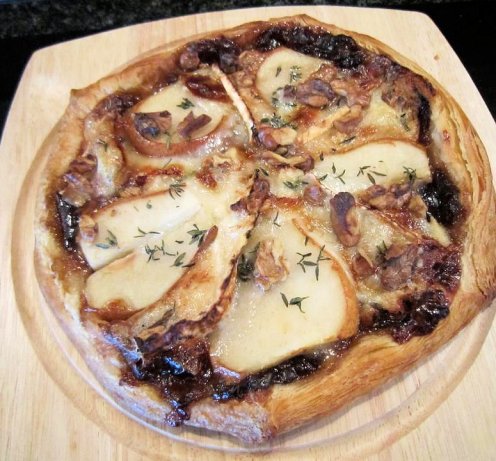 Pear, Walnut and Goat's Cheese Tart with Red Onion Marmalade and Thyme