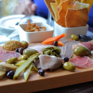 Chinched Charcuterie Platter with Home-made Crackers and Bread Sticks