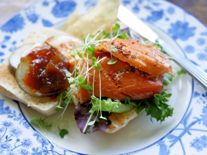 Hot Smoked Salmon sandwich