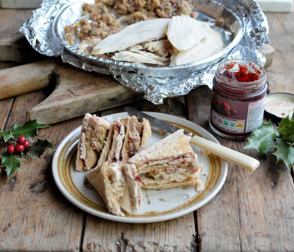 Leftovers Legend! The Great Christmas Turkey, Stuffing, Bacon & Cranberry Club Sandwich