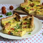 Cheese, Spring Onion and Tomato Flan