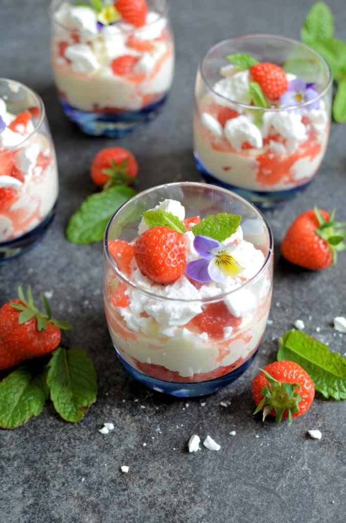 Eton Mess with Strawberries and Elderflower Cream