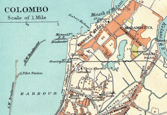 Old map of Colombo