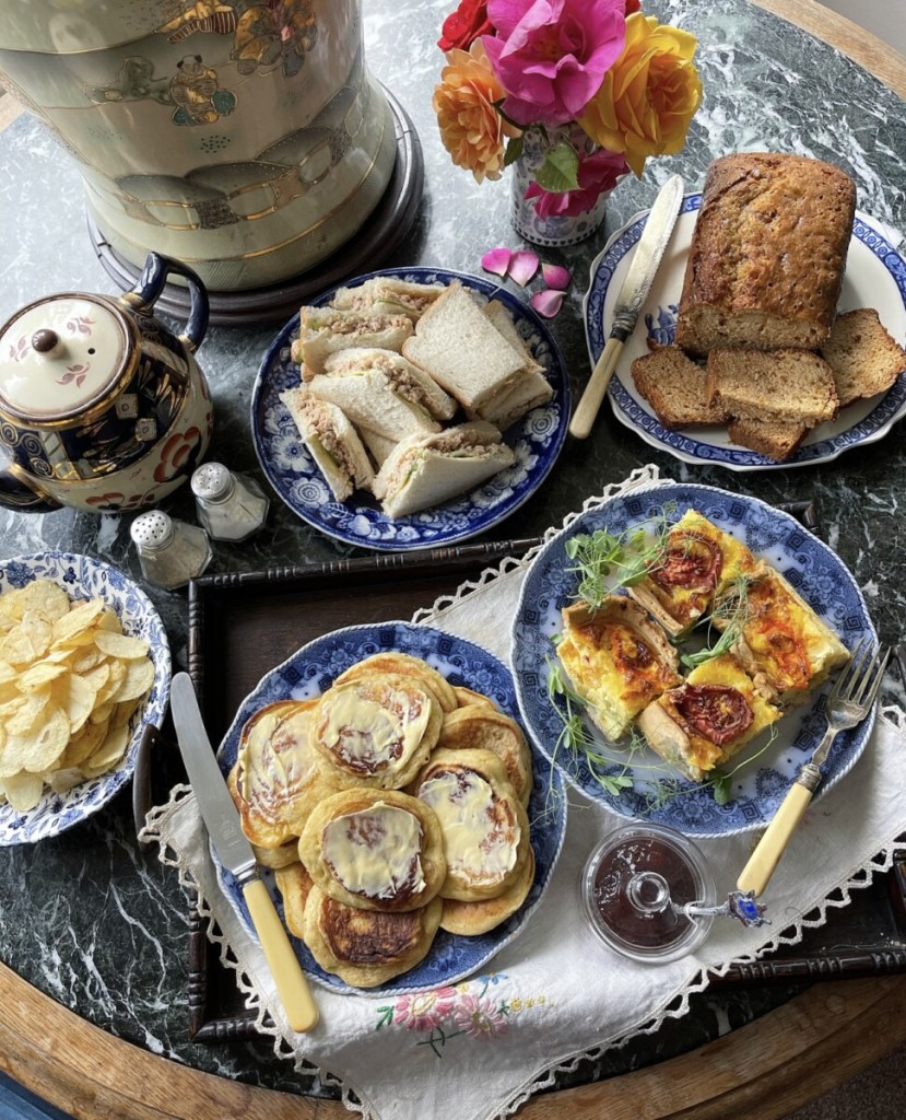 Deep Dish Cheese & Tomato Flan with Sunday Tea Tray Supper