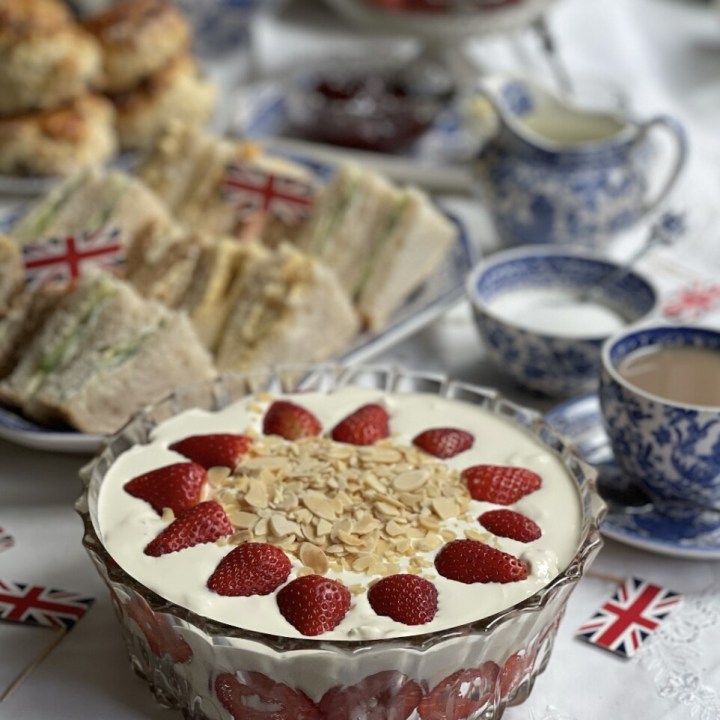 English Strawberries & Cream Coronation Trifle