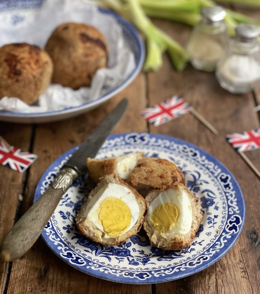 Air Fryer Coronation Chicken Scotch Eggs