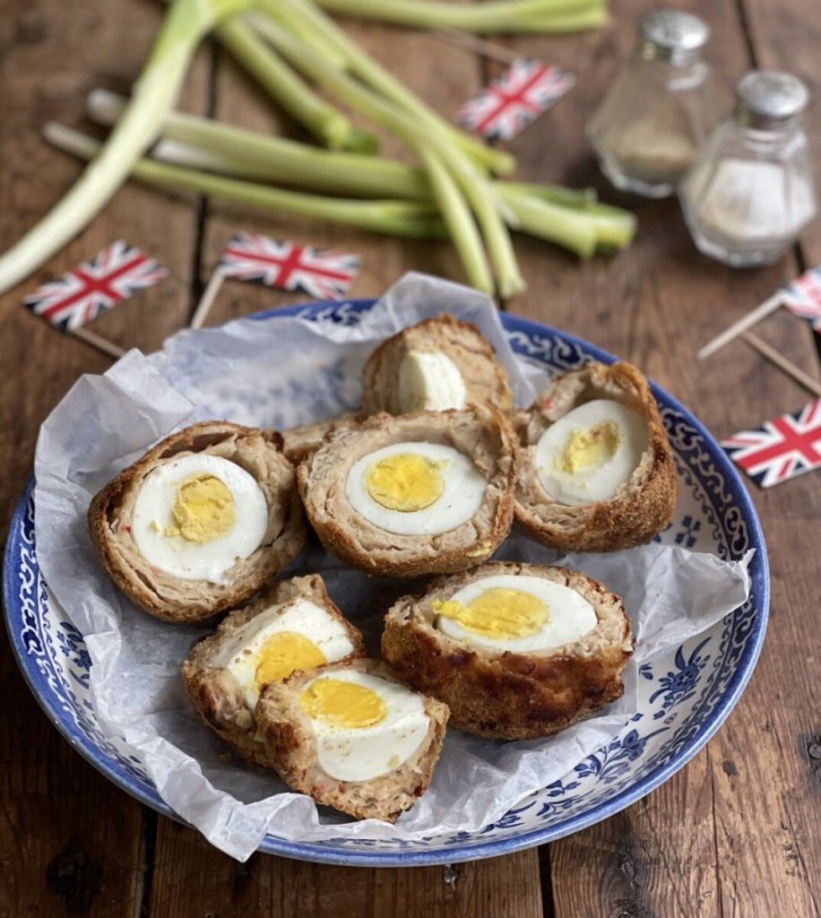 Air Fryer Coronation Chicken Scotch Eggs