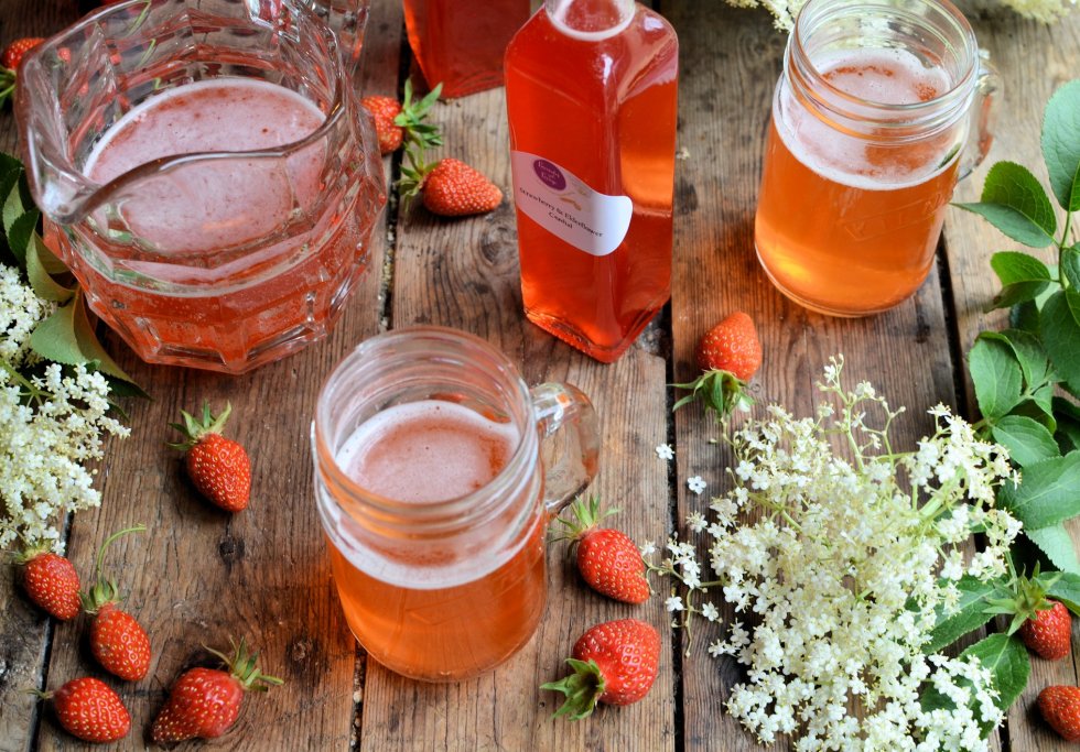 Magical Midsummer's Eve: Elderflower and Strawberry Cordial/Syrup