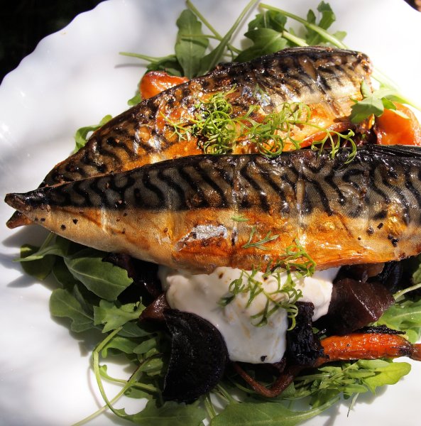 Smoked Mackerel with Hot Beetroot and Horseradish Cream