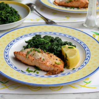 Fish on Friday: Parmesan & Chive Salmon with Garlic & Nutmeg Spinach Recipe