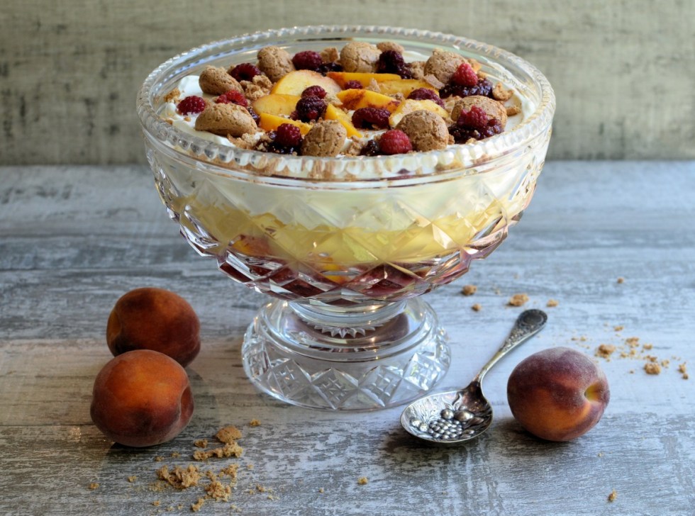 Peach Melba Sherry Trifle