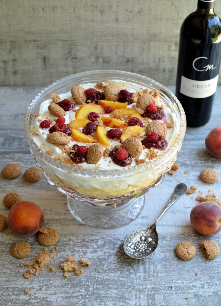 Peach Melba Sherry Trifle