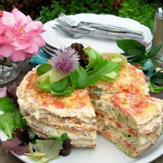 A French Country Affair ~ An Elegant Omelette Gateau with Chive Flowers