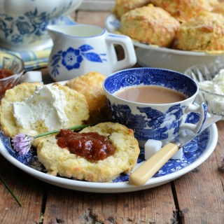 Savoury Cream Tea with Cheese Scones, Herb Cream and Tomato Relish